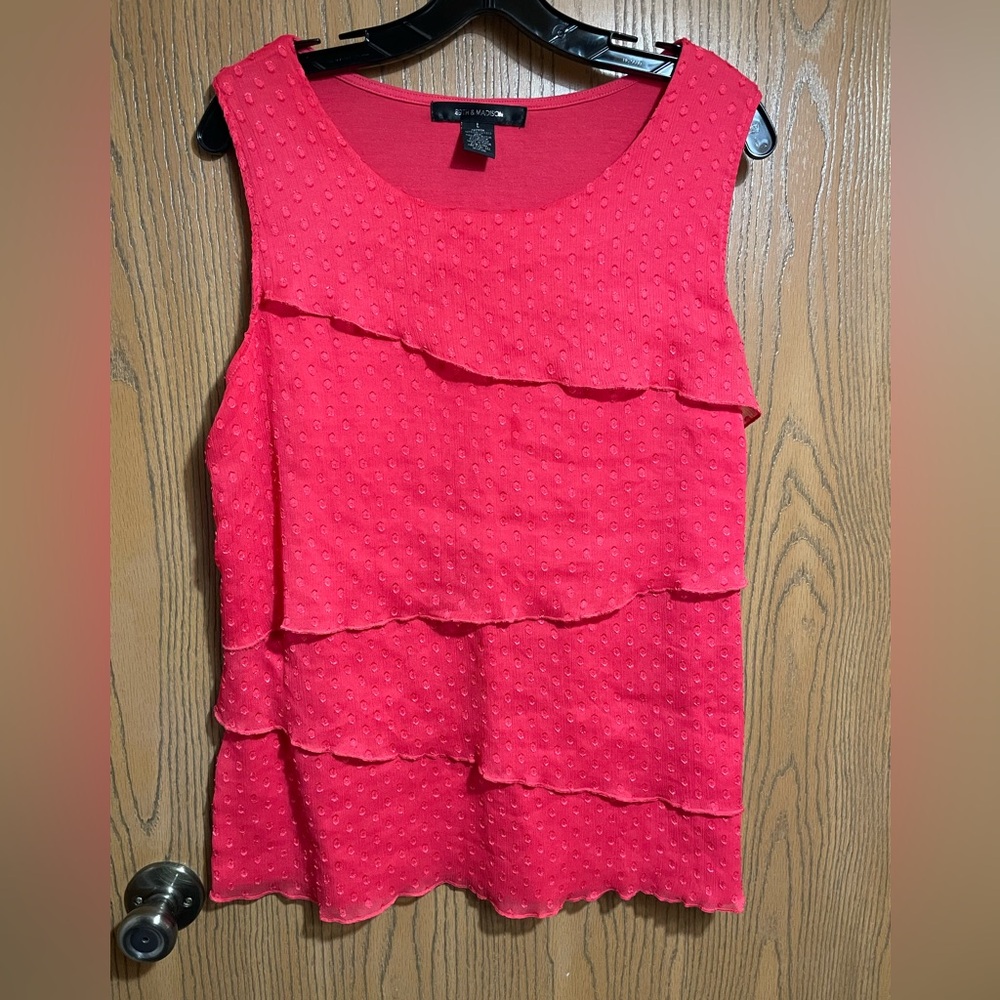 Chiffon Blouse in Red with Textured Chiffon Layers